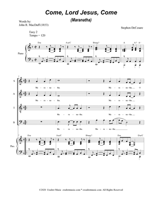 Book cover for Come, Lord Jesus, Come (Maranatha) (Vocal Quartet - (SATB)