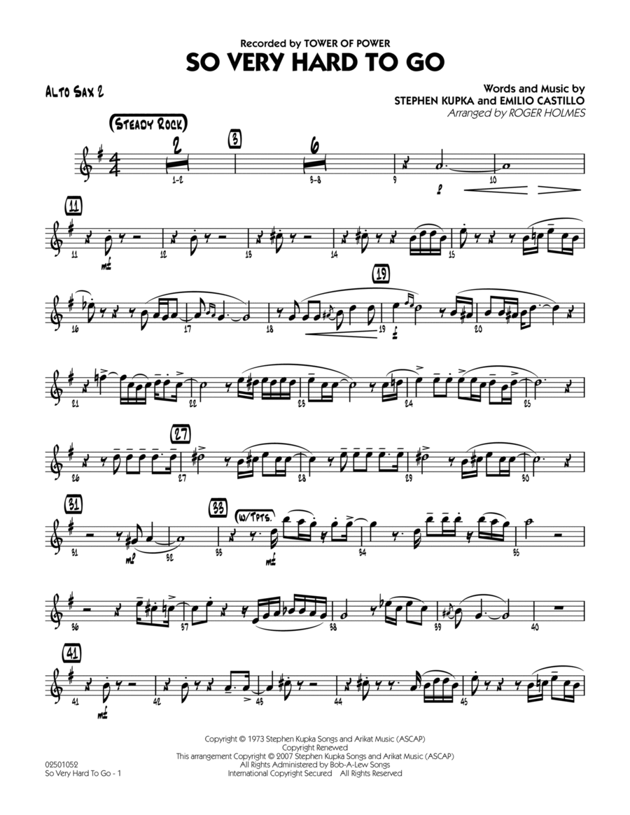 So Very Hard To Go - Alto Sax 2