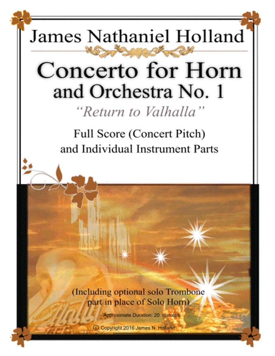 Concerto No. 1 for French Horn Full Orchestral Score and Individual Parts (Optional Trombone solo) image number null