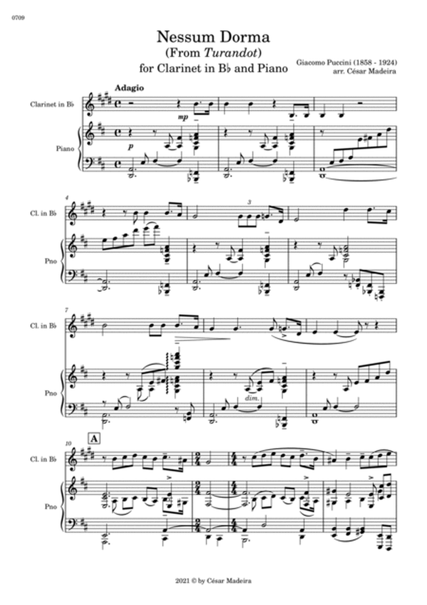 Nessun Dorma by Puccini - Bb Clarinet and Piano (Full Score) image number null