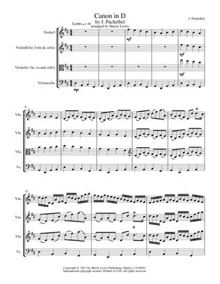 Book cover for CANON IN D String Trio, Intermediate Level for 2 violins and cello or violin, viola and cello