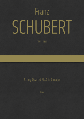 Book cover for Schubert - String Quartet No.4 in C major, D.46