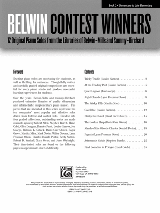 Book cover for Belwin Contest Winners, Book 2: 12 Original Piano Solos from the Libraries of Belwin-Mills and Summy-Birchard
