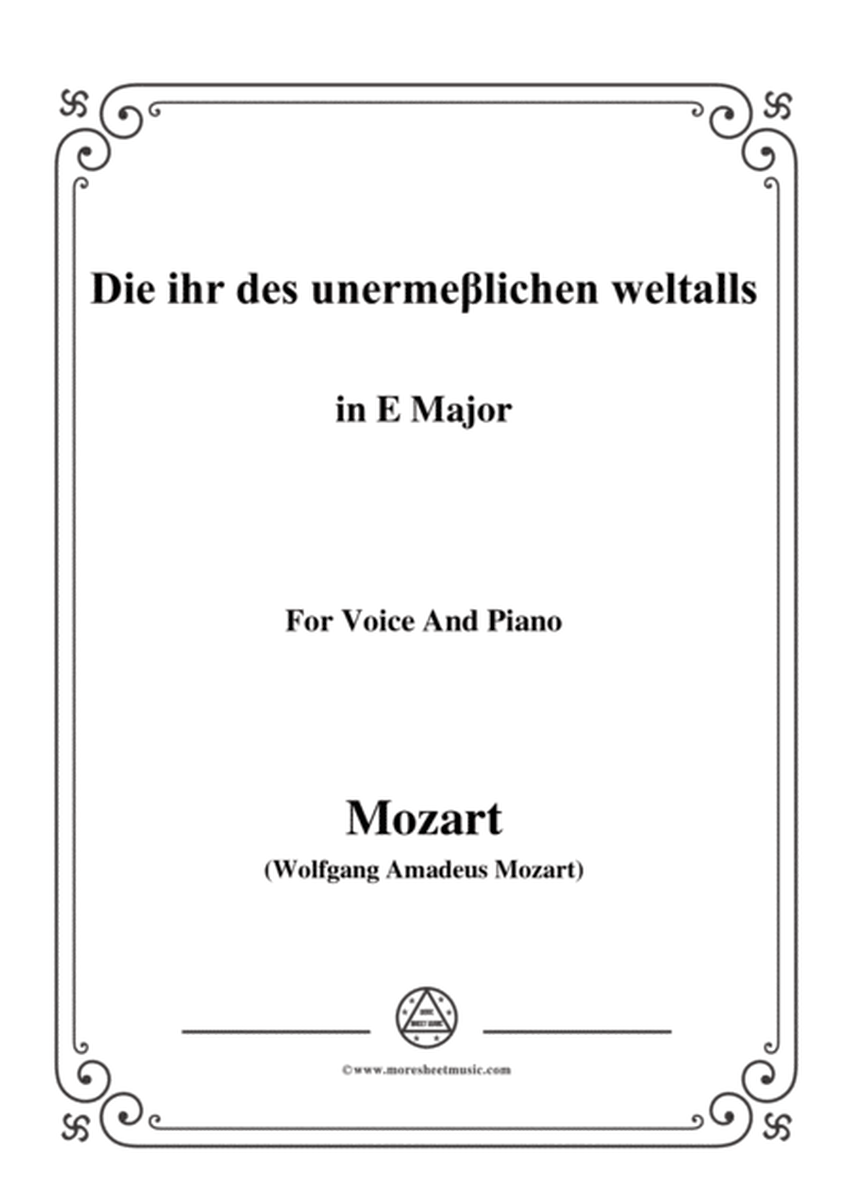 Mozart-Die ihr des unermeβlichen weltalls,in E Major,for Voice and Piano image number null