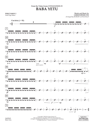 Baba Yetu (from Civilization IV) (arr. Robert Longfield) - Percussion 2