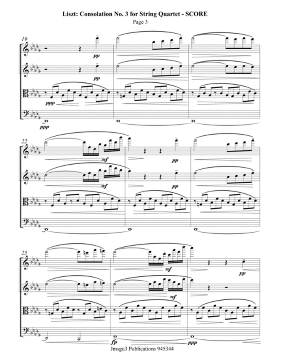 Liszt: Consolation No. 3 for String Quartet image number null