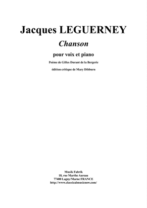 Book cover for Jacques Leguerney: Chanson for high voice and piano