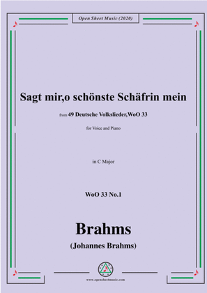 Book cover for Brahms-Sagt mir,o schönste Schäfrin mein,WoO 33 No.1,from '49 Deutsche Volkslieder,WoO 33',in C Majo