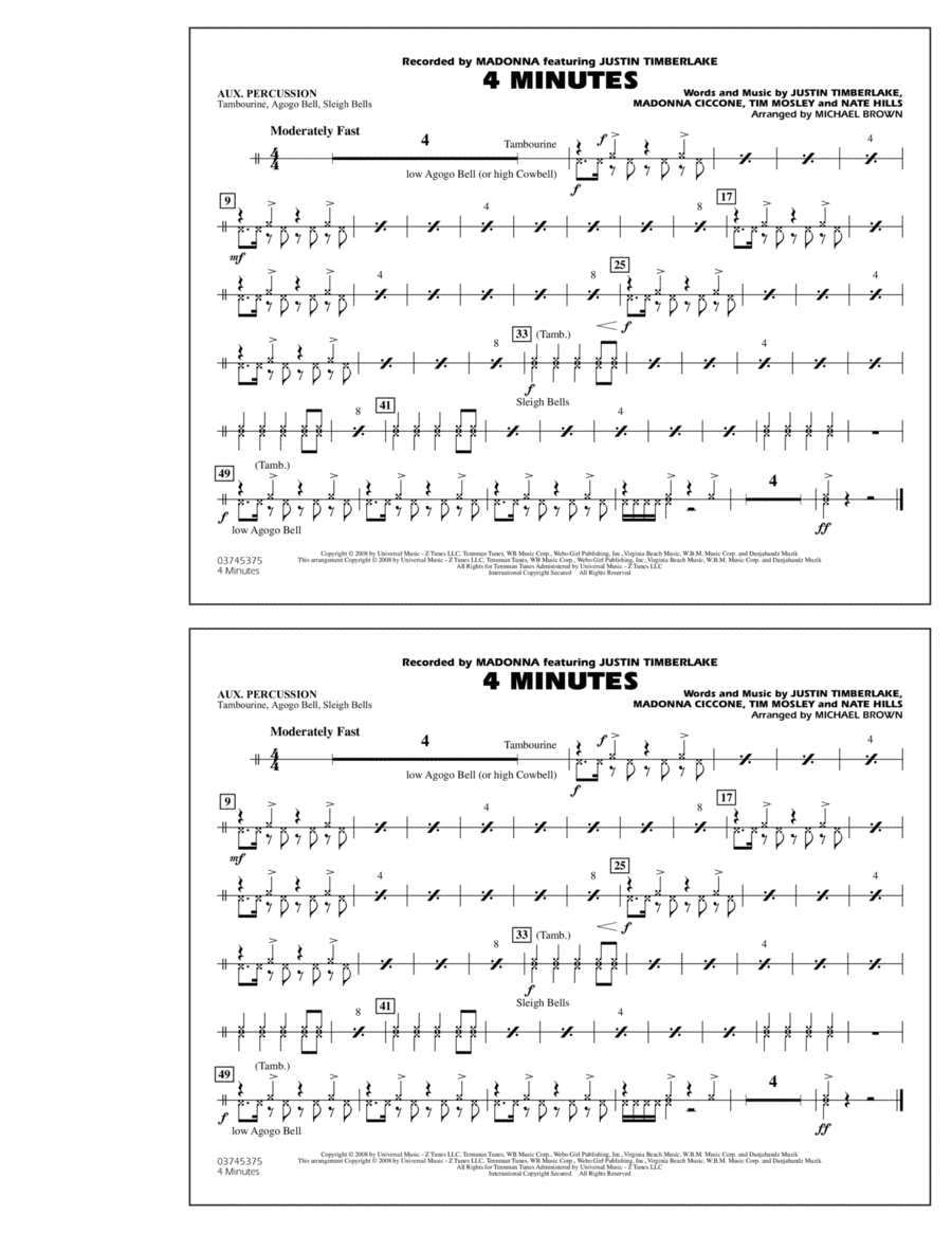 4 Minutes - Aux Percussion