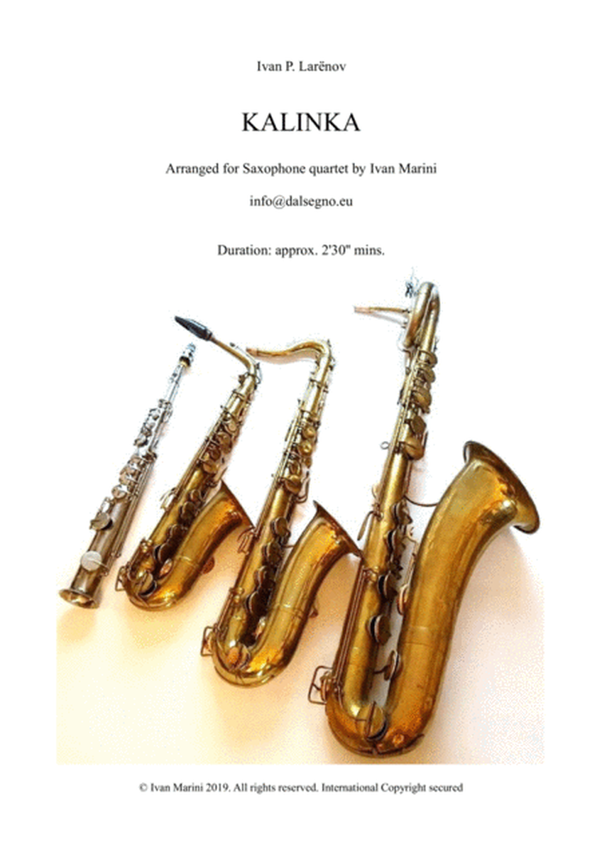 Kalinka for Saxophone Quartet image number null