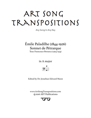 Book cover for PALADILHE: Sonnet de Pétrarque (transposed to A major, bass clef)