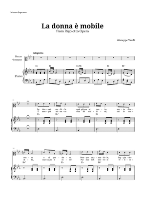 Book cover for La donna è mobile in E-flat major for Mezzo Soprano and Piano