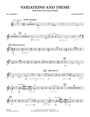 Book cover for Variations And Theme (for Flute Solo And Band) - Bb Clarinet 2