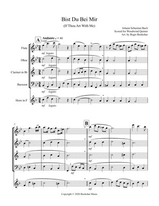 Book cover for Bist Du Bei Mir (Woodwind Quintet - 1 Flute, 1 Oboe, 1 Clar, 1 Hrn, 1 Bassoon)