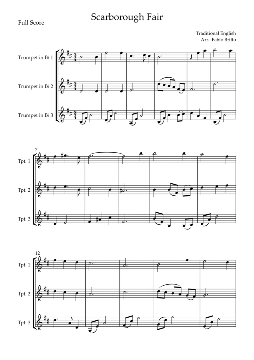 Scarborough Fair for Trumpet in Bb Trio image number null