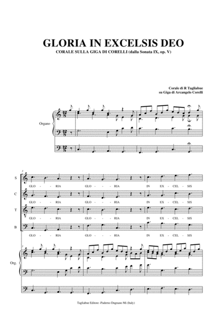 GLORIA IN EXCELSIS DEO - Chorus on the Giga by CORELLI (From Sonata IX, op. V). Arr. for SATB Choir image number null