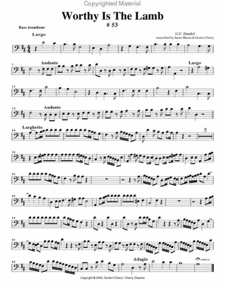 Messiah-Trombone parts choruses