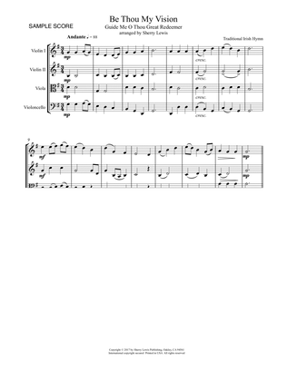 BE THOU MY VISION, A Traditional Irish Hymn, String Quartet, Intermediate Level for 2 violins, viola