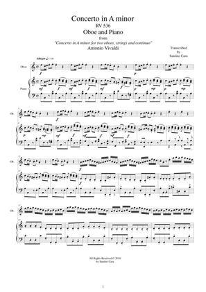 Book cover for Vivaldi - Concerto in A minor RV 536 for Oboe and Piano