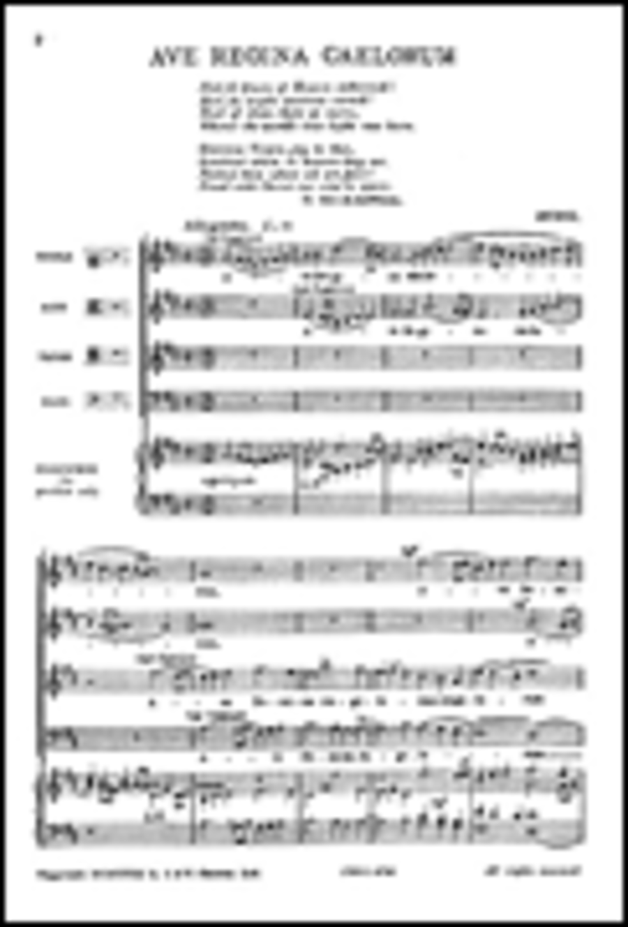 William Byrd: Ave Regina Caelorum (SATB/Piano)