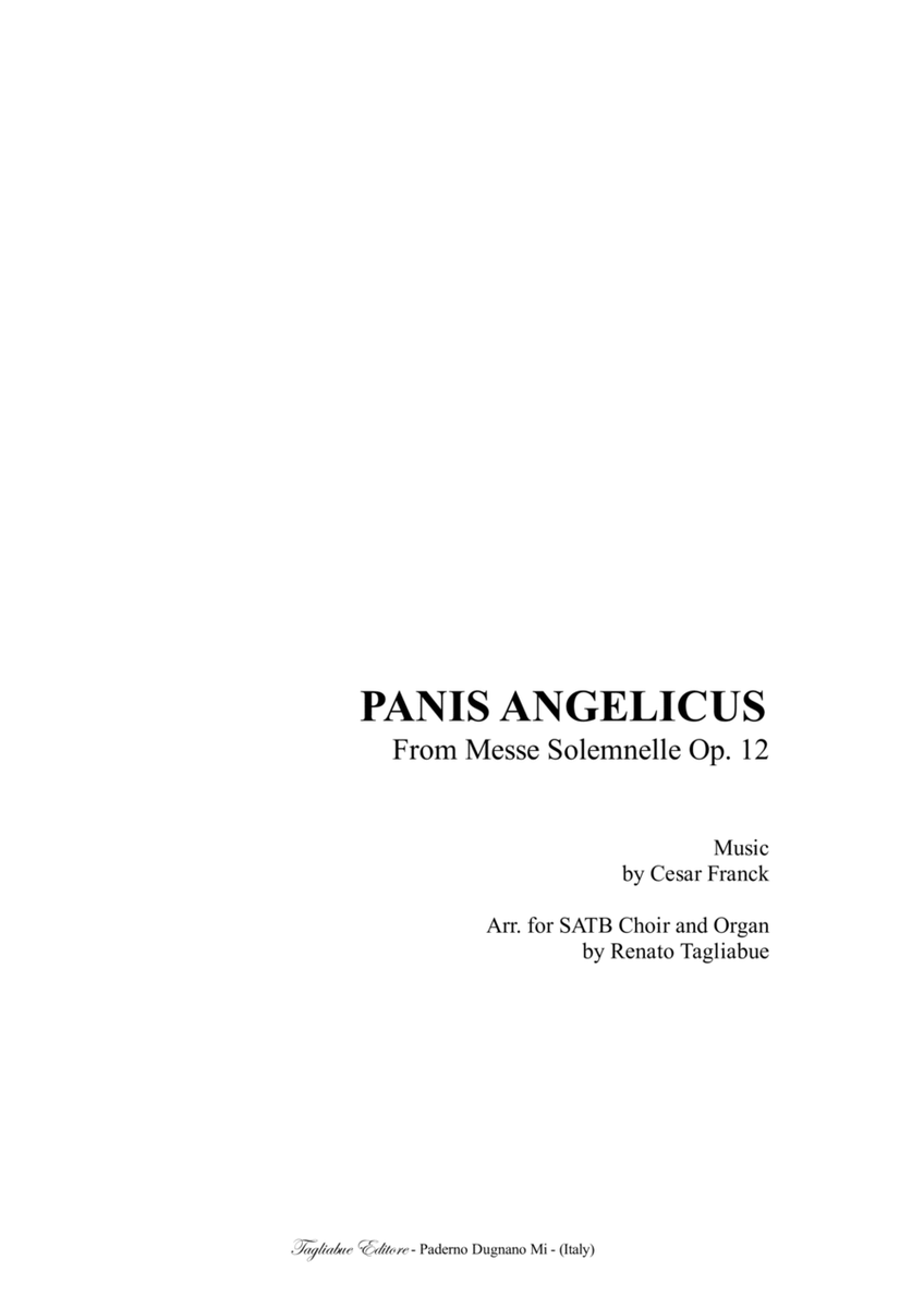 PANIS ANGELICUS - Franck - For Solo, SATB and Organ image number null