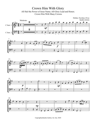 Book cover for Crown Him With Glory (treble & bass C instrument duet, parts only)