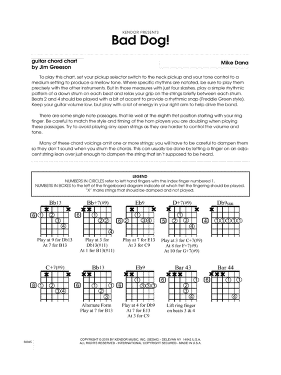 Bad Dog! - Guitar Chord Chart