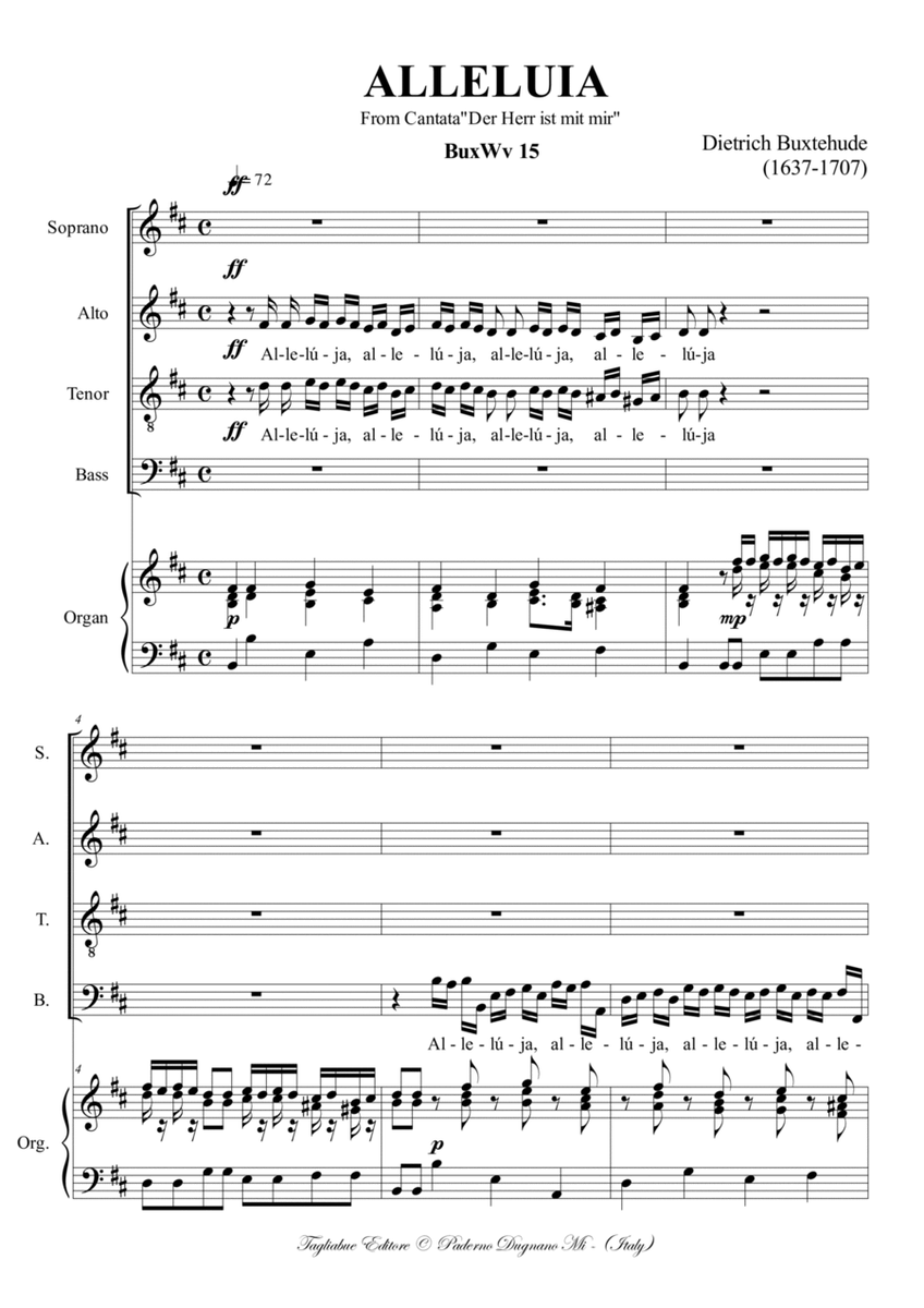 Buxtehude, ALLELUIA from Cantata "Der Herr ist mit mir" fo SATB Choir and Organ image number null