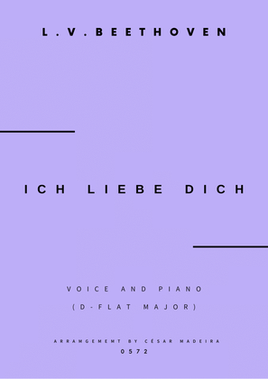 Book cover for Ich Liebe Dich - Voice and Piano - Db Major (Full Score and Parts)