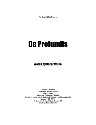 Book cover for De Profundis (2010) for baritone and piano