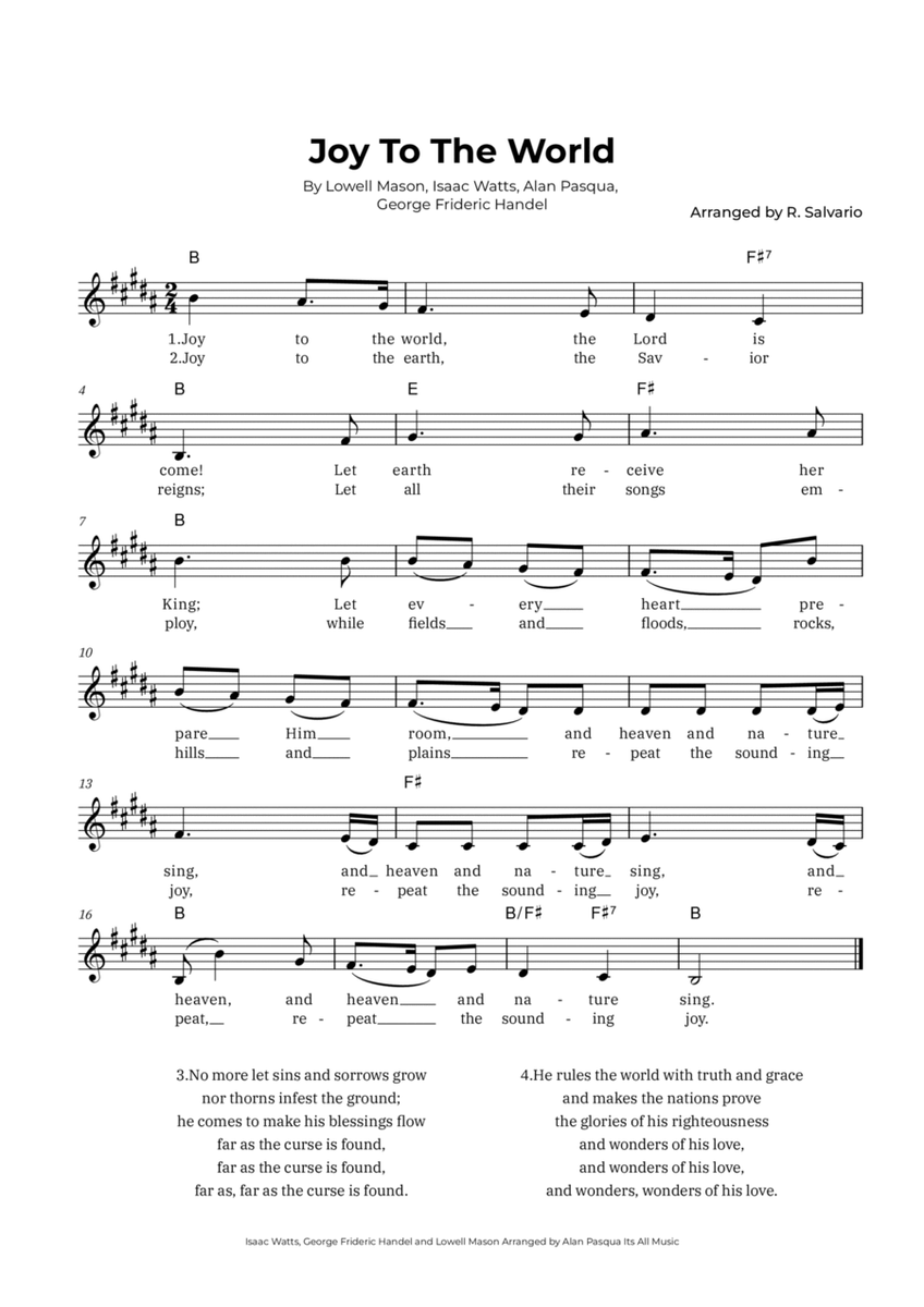 Joy To The World (Key of B Major) image number null