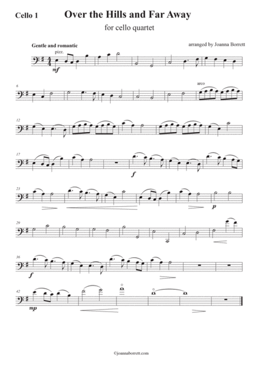 Over the Hills and Far Away for Cello Quartet - Score and cello parts image number null