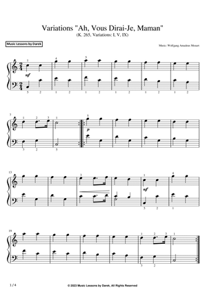 Book cover for Variations "Ah, Vous Dirai-Je, Maman" (EASY PIANO) (K. 265, Variations: I, V, IX) [Mozart]