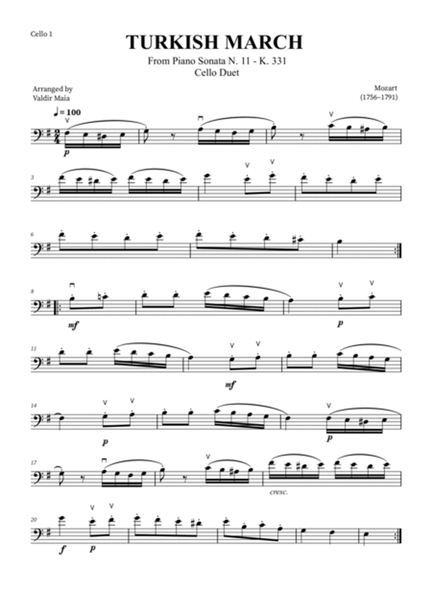 Turkish March - Cello Duet (bowings and chords) image number null