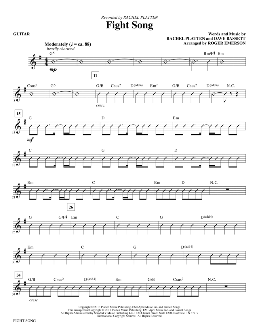 Fight Song (arr. Roger Emerson) - Guitar