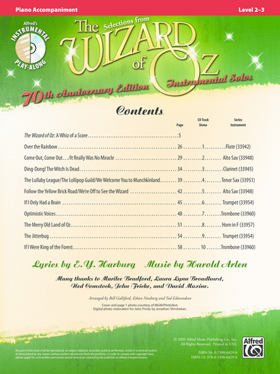 The Wizard of Oz Instrumental Solos image number null