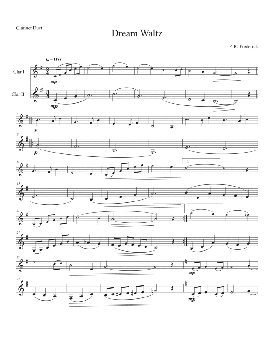 Dream Waltz (Clarinet Duet) image number null