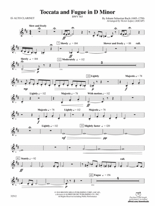 Toccata and Fugue in D Minor: (wp) Eb Alto Clarinet
