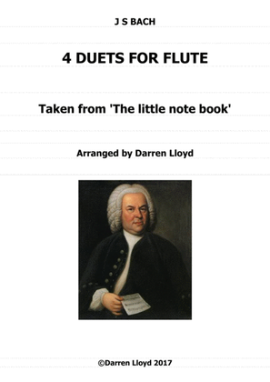 Book cover for Flute duets - 4 duets from J S Bach's 'Little notebook'.