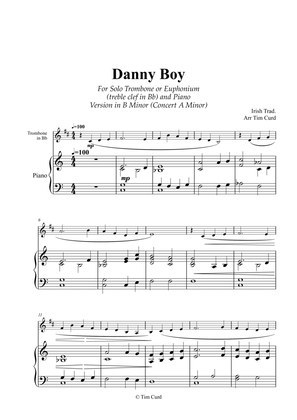 Book cover for Danny Boy for Solo Trombone/Euphonium in Bb (treble clef) and Piano. Version in B Minor (Concert A M