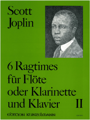 Book cover for 6 ragtimes for flute and piano, Volume 2