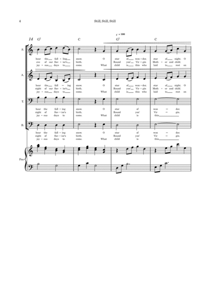 Still Still Still "Tis the Eve of our Savior's Birth SATB quartet and piano image number null