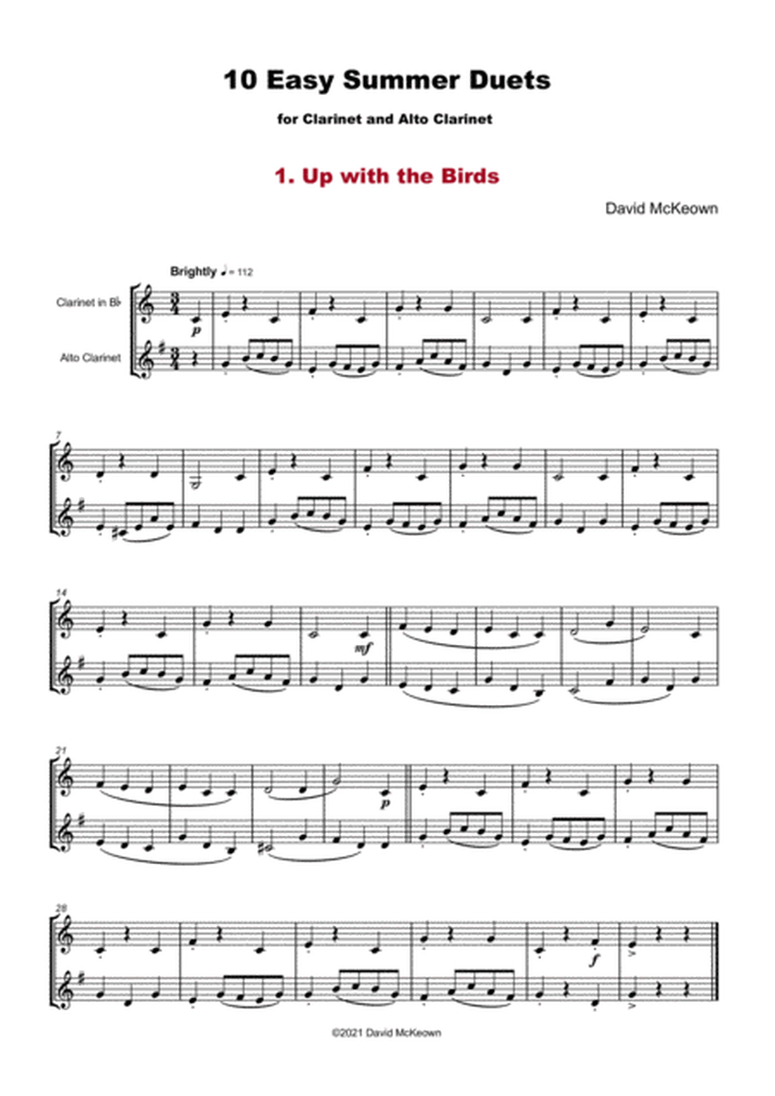 10 Easy Summer Duets for Clarinet and Alto Clarinet