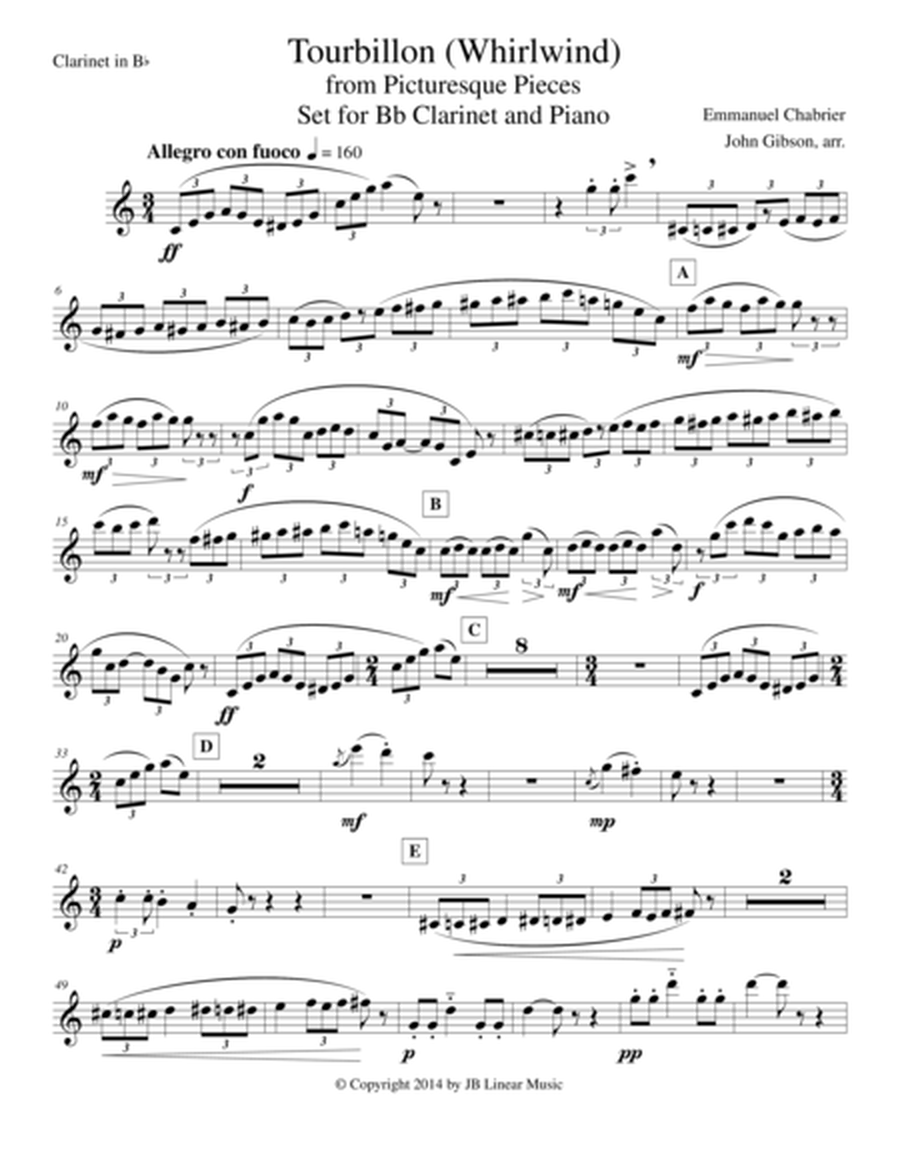 Whirlwind by Chabrier for clarinet solo with piano image number null