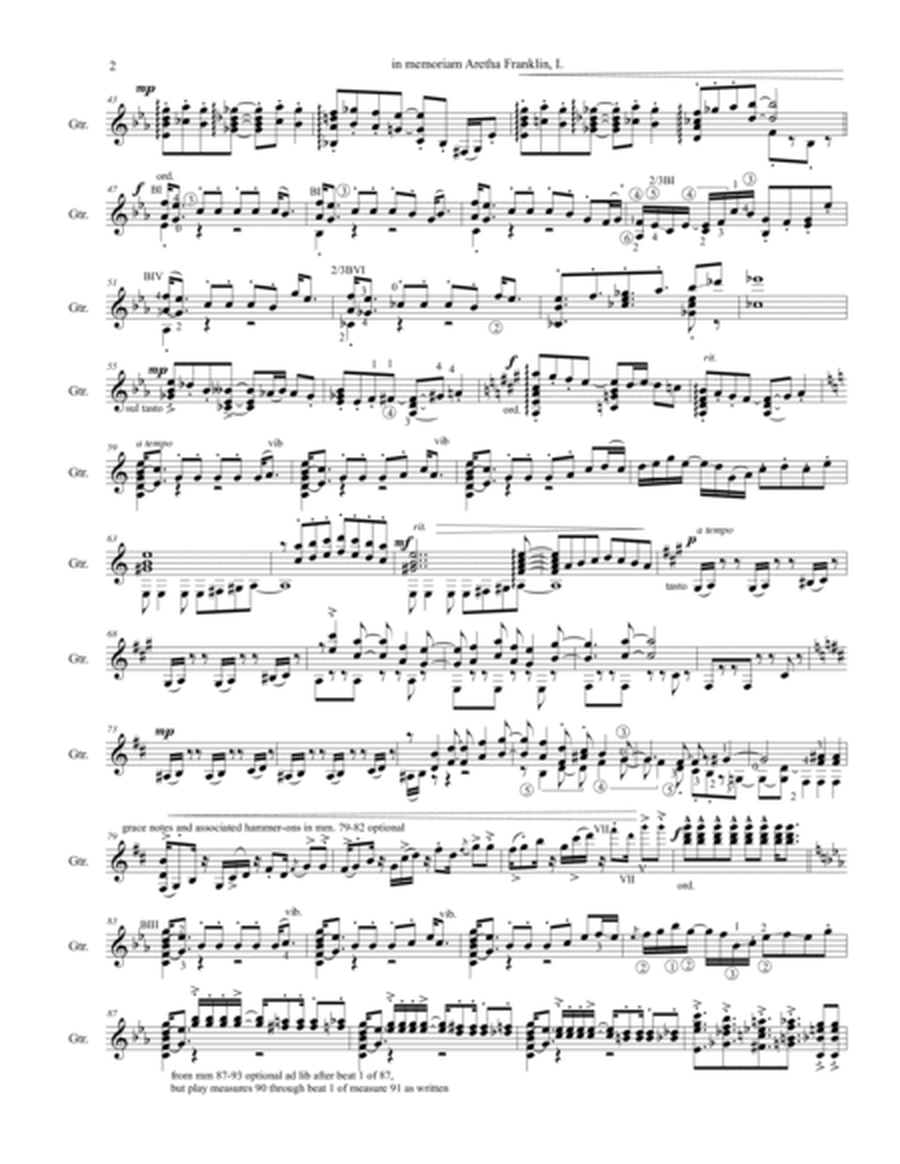 in memoriam Aretha Franklin: a sonata-prelude and fugue in C minor for solo guitar