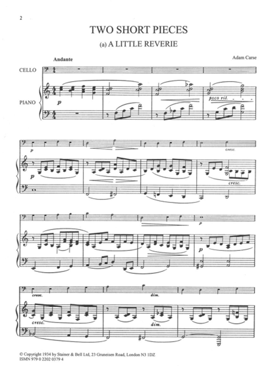 Two Short Pieces for Cello and Piano