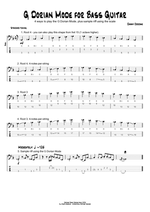 Book cover for G Dorian Mode for Bass Guitar (4 Ways to Play)