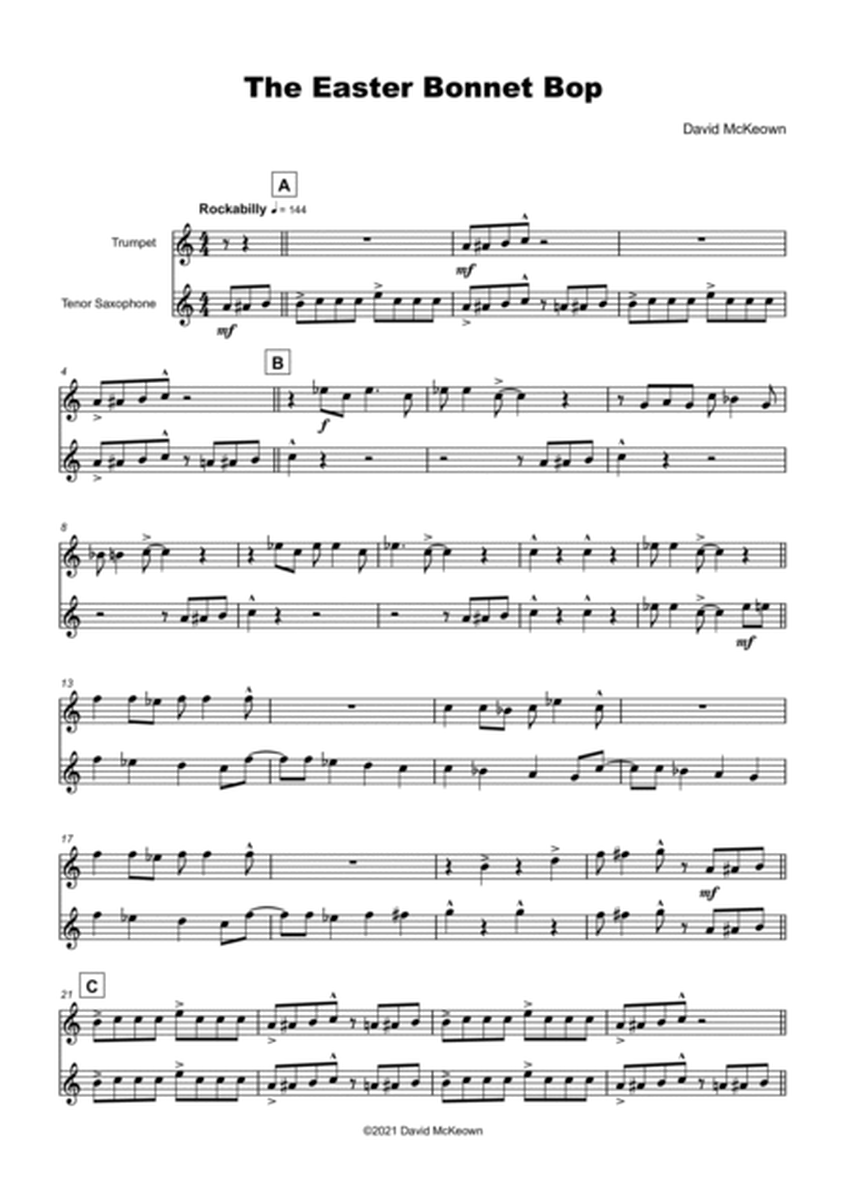 The Easter Bonnet Bop for Trumpet and Tenor Saxophone Duet