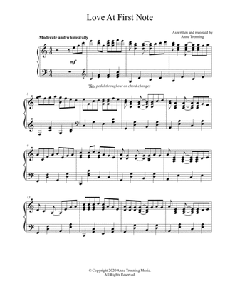 Book cover for Love At First Note (sheet music for piano)