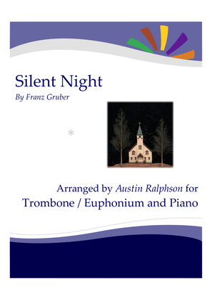 Book cover for Silent Night for trombone solo or euphonium solo - with FREE BACKING TRACK and piano play along